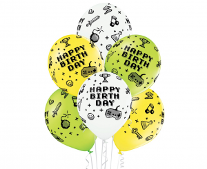 Balony kolorowe mix happy birthday gamer birthday URODZINY