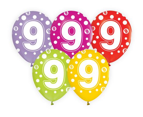 Balon urodzinowy z cyfrą 9 - 9 urodziny