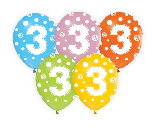Balon urodzinowy z cyfrą 3 - 3 urodziny