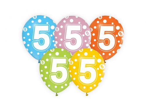 Balon urodzinowy z cyfrą 5 - 5 urodziny