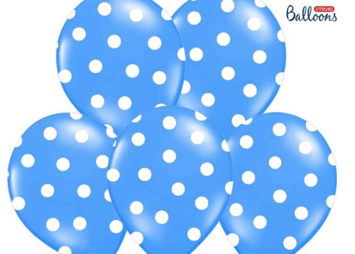 Balon błękit niebieski w białe kropki