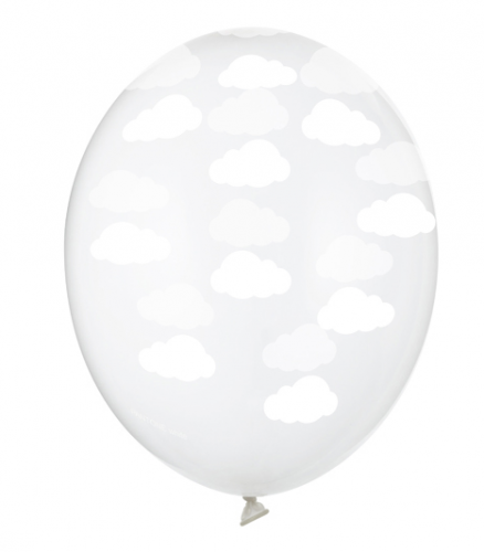 Balony Chmurki białe przezroczysty chrzest roczek urodziny