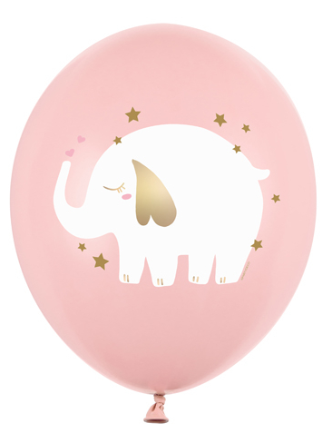 Balon Słoń Słonik roczek urodziny biało-różowy