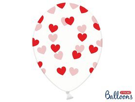 Balon  przezroczysty w czerwone serca Walentynki